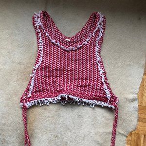 Dodo Bar Or Red and White Fringe Tank Top Size M